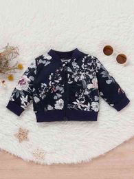 Baby Floral Print Zip Up Bomber Jacket SHE
