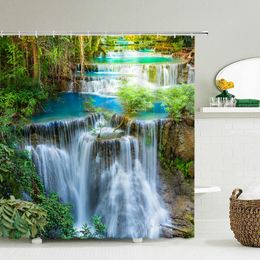 Shower Curtains Natural Forest Landscape Bathroom Curtain Frabic Waterproof Polyester Bathtub Screen Home Decorate With Hooks
