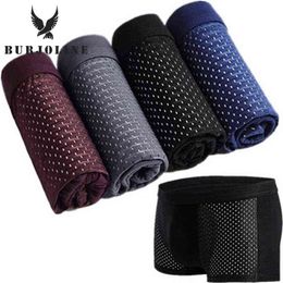 890 4pcs Summer Men's Underwear Ice Mesh Breathable Sexy Youth Boxer Bamboo Ventilate Shorts B009 H1214