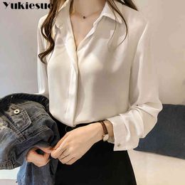 fashion woman blusas mujer elegantes summer white Long sleeve Women's shirt Top blouses and shirts women tops Plus size 210519