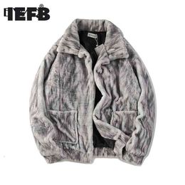 IEFB / Men's Clothes Hip Hop Leather Printing faux Fur Coat For Men and Women Comfortable Jakcet With Pockets 19H-a185 210524