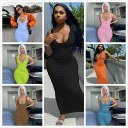 Designers Pluse Size Dresses Long Dress For Women U-neck Sleeveless Bodycon Dress Sexy Club Wear Skirt