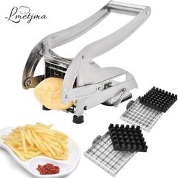 LMETJMA French Fry Cutter with 2 Blades Stainless Steel Potato Slicer Cutter Chopper Potato Chipper For Cucumber Carrot KC0213 210406