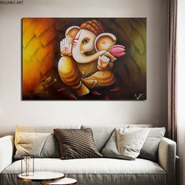 Lord Ganesha Decorative Painting Oil Color Indian God Hindu Religion Art Abstarct Cuadros Print On Canvas Modern Home Decor