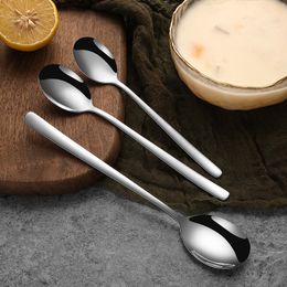 304 Stainless Steel Spoons Korean Style Round Shallow Soup Spoon Dinnerware Cutlery Scoop Tableware Dinner Dessert Flatware Christmas New Year Gift ZL0261