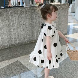 2021 Summer New Arrival Girls Fashion Dot Dress Kids Cotton Back Bow Dresses Kids Dresses for Girls Q0716