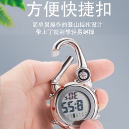 Electronic mountaineering buckle watch portable buckle backpack wall watches nurse student timing small alarm clock compass luminous waist new