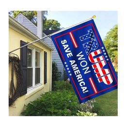 Trump Won Save America 3x5ft Flags 100D Polyester Banners Indoor Outdoor Vivid Color High Quality With Two Brass Grommets