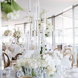 Wedding Aisle clear Flower Stand Decoration Factory Wholesale acrylic Crystal Wedding Pillar Candles for Wedding senyu663