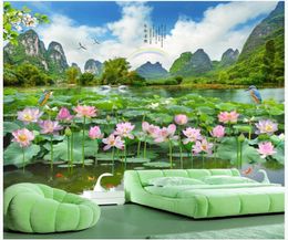 Custom photo wallpapers for walls 3d murals Beautiful Idyllic pond lotus landscape painting TV background wall papers home decoration