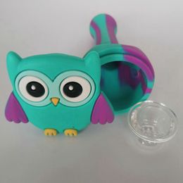 Wholesale Mini Owl-shape Silicone Hand Pipe Portable Unbreakable Burner Oil Holders Smoking Pipe AC114