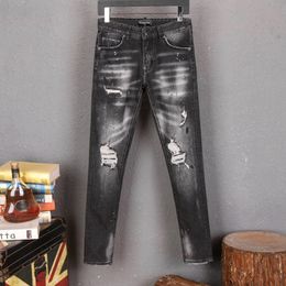 DSQ PHANTOM TURTLE Men's Jeans Mens Italian Designer Jeans Skinny Ripped Cool Guy Causal Hole Denim Fashion Brand Fit Jeans Men Washed Pants 65244