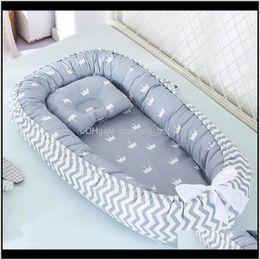 Cribs 8853Cm Nest With Pillow Portable Crib Travel Infant Toddler Cotton Cradle For Born Baby Bed Bassinet Bumper Lj200818 Fzggq Smr6N