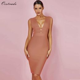 Ocstrade Summer Arrival Bandage Dress Sexy Deep v Neck Bodycon Party Cut Out Rayon High Quality 210527