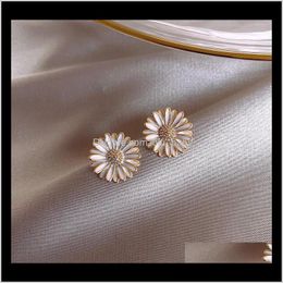 Dangle & Chandelier Jewelryyaologe Daisy Flowers Stud For Female Refinement Exquisite Enamel French Temperament Vintage Earrings Wholesale D