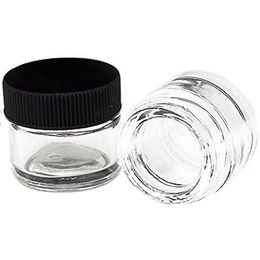 2021 Food Grade 5ml Clear Glass Jar Bottle with Black Cap for Delta 8 DAB Extracts Shatter Live Resin Rosin Wax Concentrates Containers