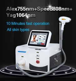 portable triple wavelength depilation 755 808nm 1064 handle bar permanent ice diode laser hair removal machine for all skin colors use