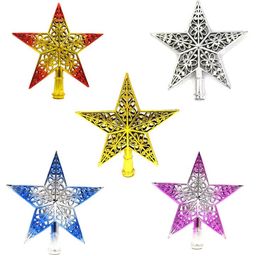 Christmas Tree Star Topper Ornament Plastic Hollowing Out Decorative Five Pointed Stars For Party Decorations 20cm SN3081