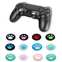 4pcs Silicone Analogue Joystick Thumbstick Cases Cat Paw Thumb Stick Grip Cap Cover For PS3 PS4 PS5 Xbox One 360 Controller Gamepad Joysticks Case Accessories