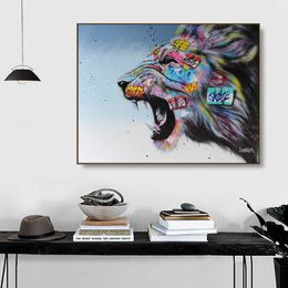 Abstract Lion Poster Canvas Painting Wall Art Pictures For Living Room Colourful Animal Prints Modern Home Decoration