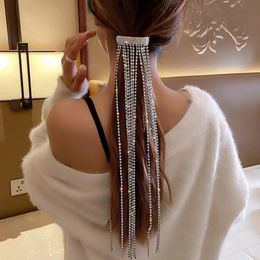 Full Rhinestone Tassel Hair Clip Long Chain Hairclip Delicate Party Gifts Clips Hairpin for Women Girls Jewellery Hair Accessories