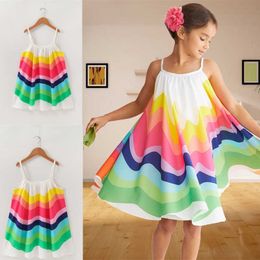 Girls Summer Vocation Dress Lace Sleeveless Kids Dresses For Girls Holiday Beach Children Clothing Princess Dress Size 2-6 Years Q0716