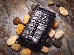 100% genuine alligator leather men wallet crocodile skin wallets purse with phone case holder money clip big size