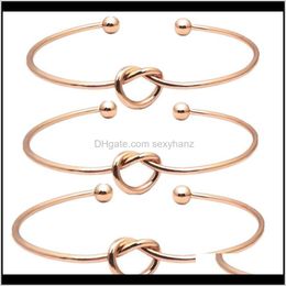 Drop Delivery 2021 Rose Sier Gold Love Knot Bracelet Bangle Girl Will You Be My Bridesmaid Jewellery Personality Round Pendant Chain Bracelets