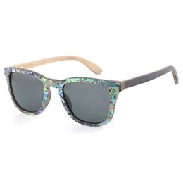 Drop Polarised Abalone Shell Sunglasses Women Square Frame Rim Wood Veneer Custom Wooden Sun Glasses