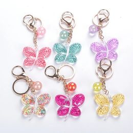 Fashion Keychain Acrylic Transparent Butterfly Pendant Key Chain Girl Car Handbag Accessories keychains Women Jewellery