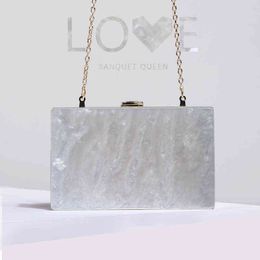 Pearl White Red Blue Black Acrylic Box Shell Flap Evening Handbags Brand Summer Travel Girl Lady Party Pvc Wallet Bolsa Feminina