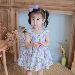 Children Clothes Girls Floral Sleeveless Dresses Toddler Summer Cotton Vintage Dress Infant Spain Outifts European Clothing 210615