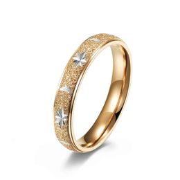 4mm Fashion Simple Star Moon Shape Finger Ring For Women Minimalist Frosted Couple Ring Romantic Engagement Jewellery G1125