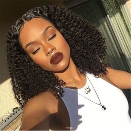 Cambodian Afro Kinky Curly Human Hair Lace Front Wigs with Baby Hair Natural Colour Remy Wig for Black Women