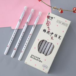 Gel Pens 12pc/set Plum Pen Boxed Carbon 0.38 Needle Black Refill Set Student Stationery