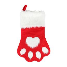 Christmas Decorations Stockings Cute Pet Print Fireplace Hanging With Fur Cuff For Xmas Home Holiday Decor