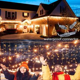 Strings Icicle Curtain Light Year Decoration House Street Garland On The Christmas Ornaments Droop 0.3/0.4/0.5M Plug-Operated