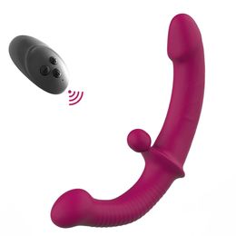 Strapless Dildo Vibrator Wireless Remote Control Double Head Vibrating G-Spot Vibrator Sex Toys For Couple Anal Prostate Massager