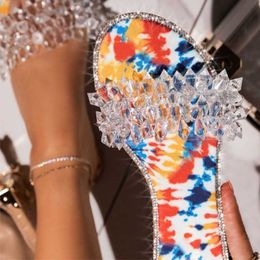 Rimocy Transparent Crystal Slippers Women Summer Mix Colour Soft Non-slip Beach Slides Woman Super Light Flat Shoe Flip Flop 210528
