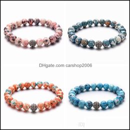 Beaded, Strands Bracelets Jewelrypattern Stone Bracelet Men And Women Fashion 8Mm Temperament Simple Essential Oil Diffusion Hand Jewellery Dr