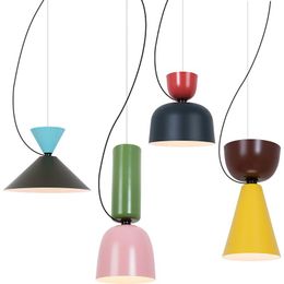 Nordic Modern Restaurant Chandelier Bedside Bedroom Macarons Colour Combination Cafe Bar Counter Cord Pendant Lamps