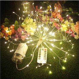 180 LED Firework String Lights 8 Mode Explosion Star Copper Silver Wire Fairy Light Decoration Lamp Remote Control Strings Lighting