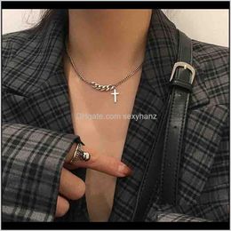 Pendant & Pendants Drop Delivery 2021 Goth Simple Cross Egirl Cuban Link Chain Stainless Steel Necklace Chokers Necklaces For Womens Jewellery