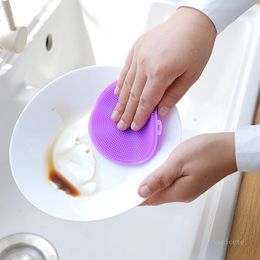 Silicone Dish Bowl Cleaning Brushes Multifunction 6 colors Scouring Pad Pot Pan Wash Brushes Cleaner Kitchen Dish Washing Tool T2I52053