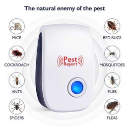 Electronic Ultrasonic Pest Reject Control Equipment Mosquito Repellent for Repels Bed Bugs Mice Flies Cockroaches Ants Spider Other Insec New A5907