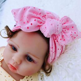 A991 Europe Infant Baby Girls Hat Bunny Ear Bowknot Headwear Hollow Out Child Toddlers Kids Beanies Turban Hats Children Hair Accessories 8