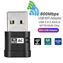 WiFi Wireless Network Card Adapter USB 2.0 600M Dual Band 2.4G/5.G Adapter for Laptop PC Mini Wi-fi Dongle Receiver Transmitter