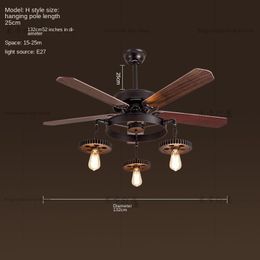 Decorative Objects & Figurines Northern Europe Industrial Wind Ceiling Fan Lamp Dining Room Retro Household Wood Leaf Remote Control Decor