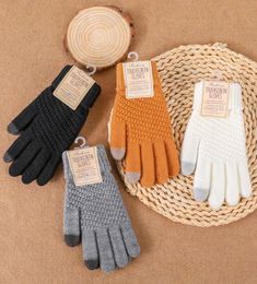 Christmas gift gloves Winter touch screen Women's and men's warm stretch knitted imitation wool all-finger non-slip fashion outdoor for the family 2023