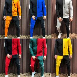 Men's Designer Tracksuits Spring Autumn Patchwork Sports Clothing Suits Hoodies Pants Joggers 2pcs Clothing Sets X0610